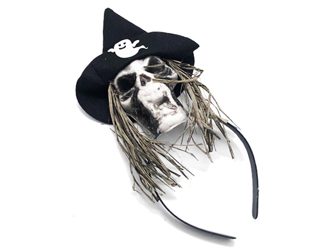 Fascículo de Halloween Tiara Preta com Caveira Adereço de Festa para Mulheres NEVEANCE