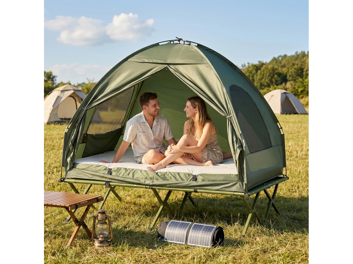 Barraca De Camping Para 2 Pessoas Com Cama E Colchão Inflável Verde