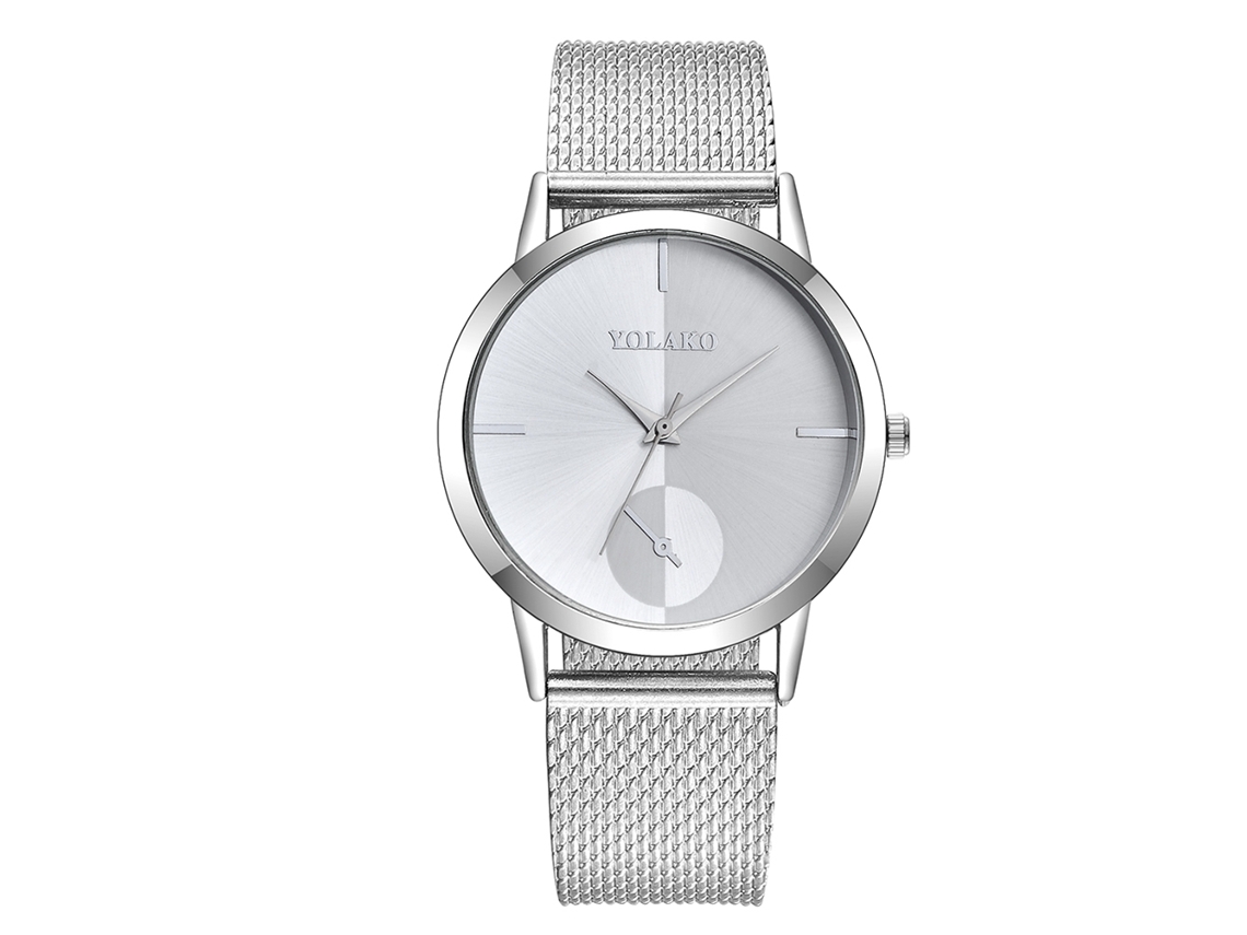 Reloj De Pulsera Para Mujer Yolako De Moda Casual Con Dial Redondo Simple De Cuarzo (dial Plata Blanco)