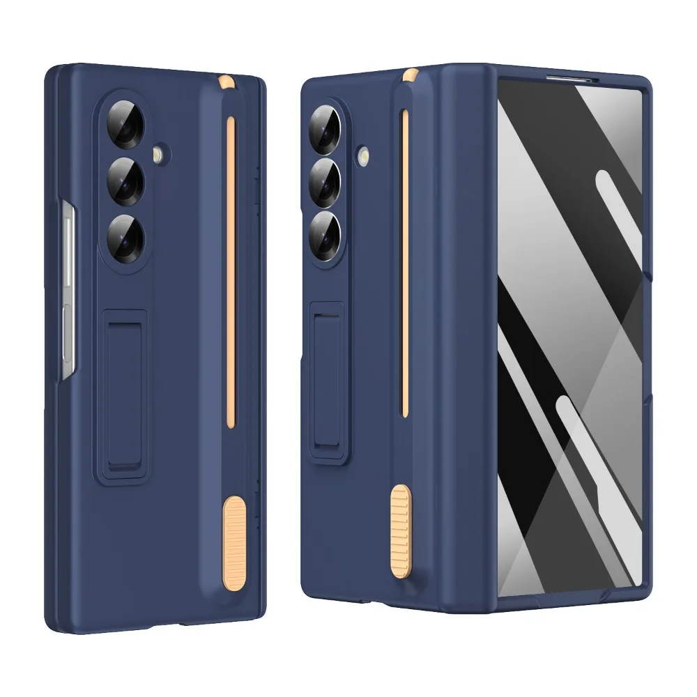 (azul, Galaxy Z Fold4) Capa Protetora Completa Com Dobradiça, Tampa Dobrável E Suporte.