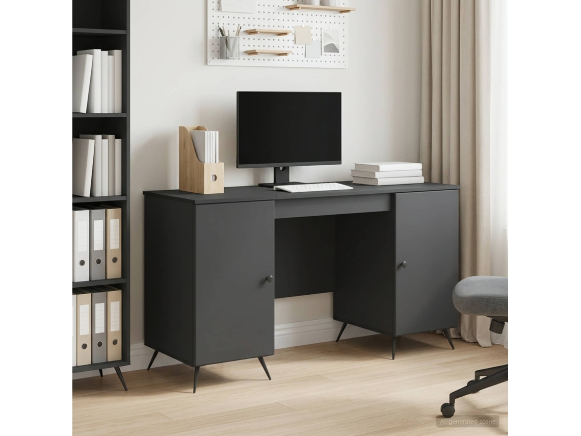 Vidaxl Mesa Preto 142,5 X 50 X 75 Cm Derivados De Madeira