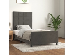 Estrutura De Cama Sem Colchão 90x200 Cm Veludo Cinzento-escuro