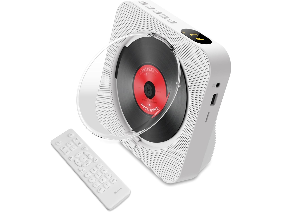 Leitor Cd Portátil Bt5.1, Rádio Fm, Reprodutor De De Mesa Com Tampa Protetora Contra Poeira, Visor Led