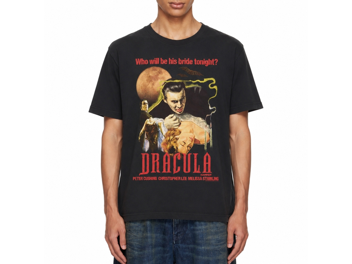 Rockinstone Horror Movies Dracula Moon And Candles Black Adult T-shirt Size:m