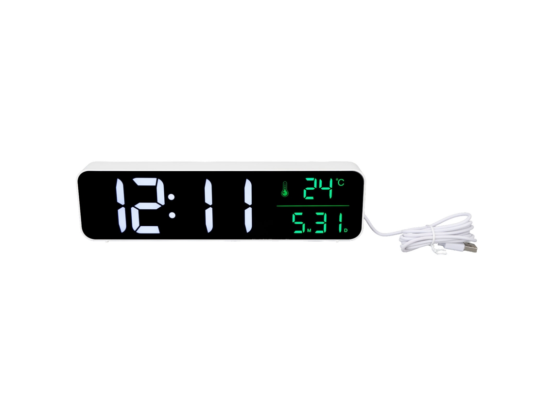 Rebe-reloj Despertador Led Con Música Pantalla Grande 5 Brillos Ajustables Temperatura Fecha 12/24h