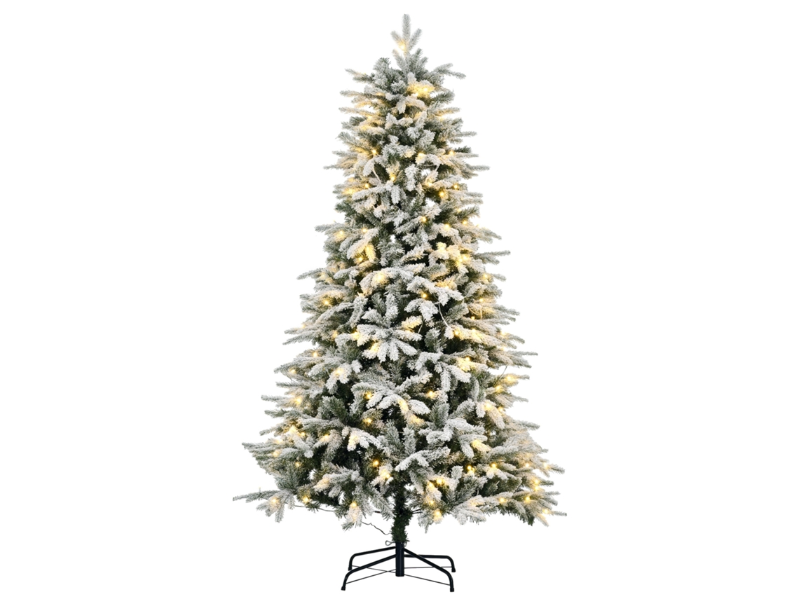 Árvore De Natal Artificial, Com Neve E Luzes Led, 180 Cm, Verde E Branca