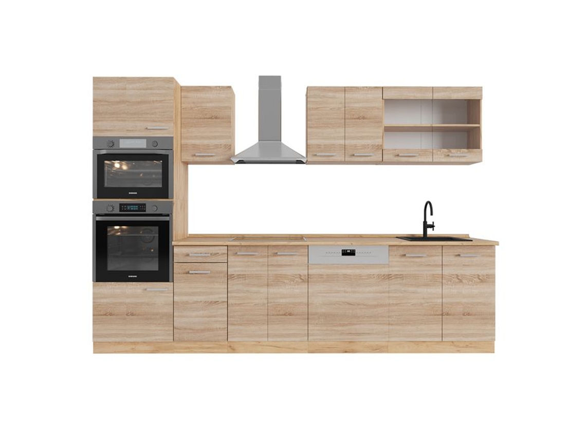 Cozinha R-Line, 300cm com armário alto, PT Carvalho, Sonoma/Carvalho dourado VICCO