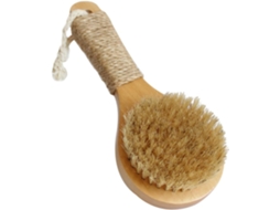 Escova De Banho Lifkome 20cm Com Cerdas Javali E Cabo Madeira Antiderrapante Para Esfoliação Suave Massagem Corporal