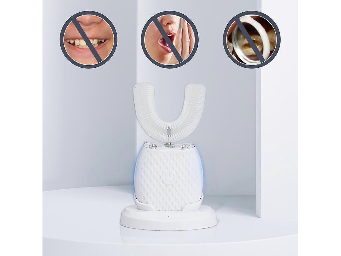 Escova De Dentes Elétrica Ultrassônica Em Formato De U Para Adultos, À Prova D'água Ipx7, 4 Modos, Limpeza Bucal 360°, Temporizador Automático De