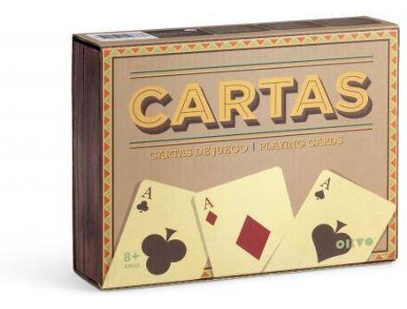 Baralho de  Cartas Retro com Caixa de Madeira - Olivo