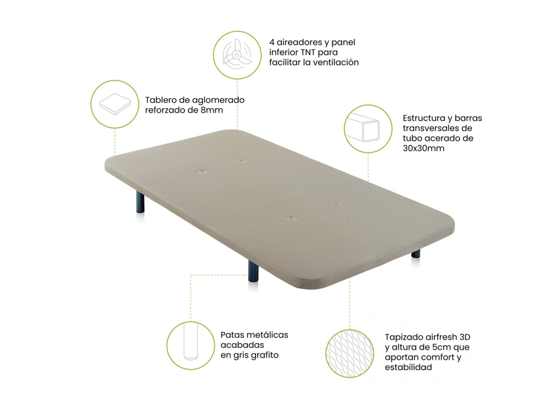Base Tapizada Air Bege 90x190 cm