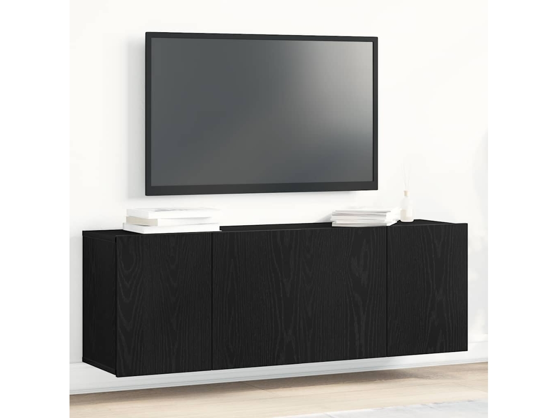 Vidaxl Armários De Tv 2 Peças Carvalho Preto 120x30x41 Cm Madeira Projetada