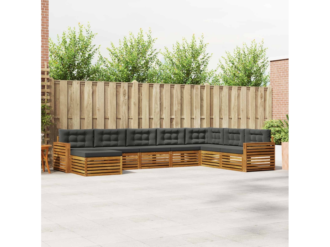 Vidaxl Conjunto De Sofás Para Exterior 8 Pcs Natural E Antracite