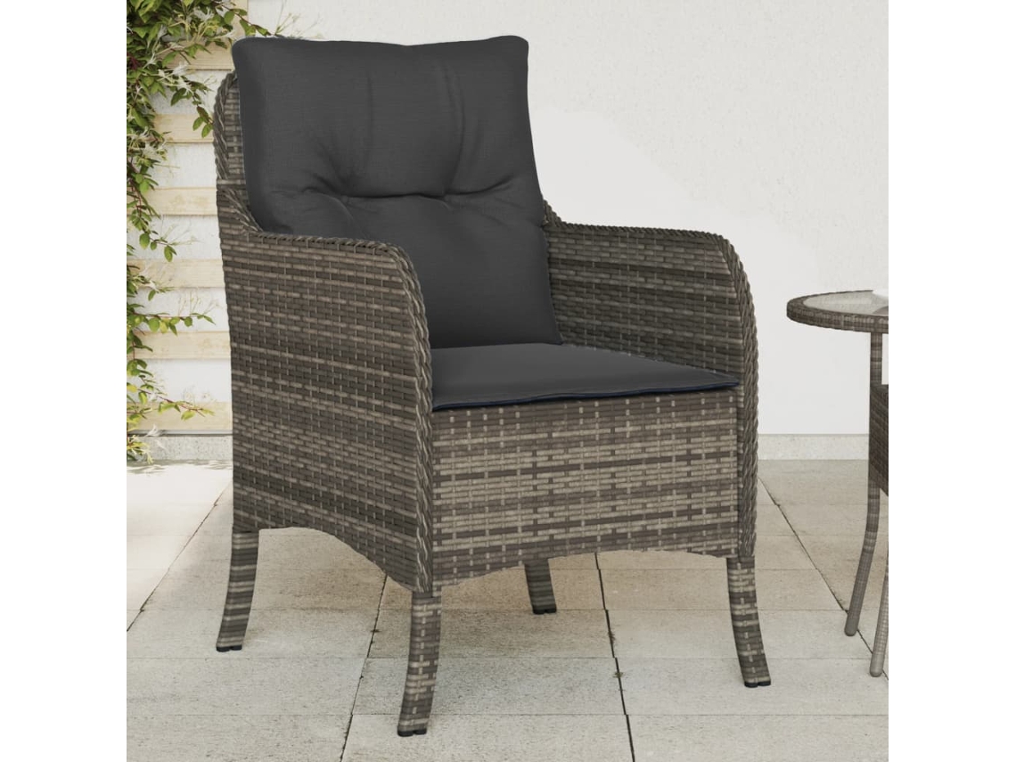 Vidaxl Cadeiras De Jardim Com Almofadões 2 Pcs Vime Pe Cinzento