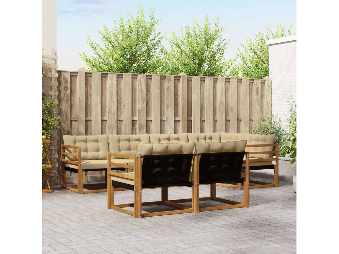 Vidaxl Conjunto De Sofás Para Exterior 7 Unid. Natural E Bege