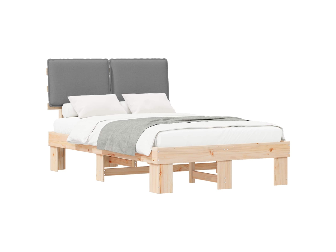 Estrutura de Cama com Cabeceira Estofada em Cinzento Claro MAISON EXCLUSIVE