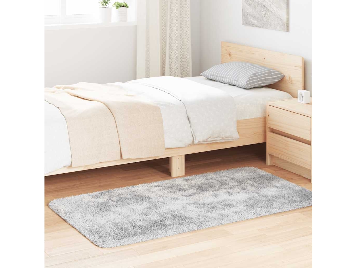 Vidaxl Tapete Shaggy De Pelo Alto Navarra 80x150cm Cinzento Prateado
