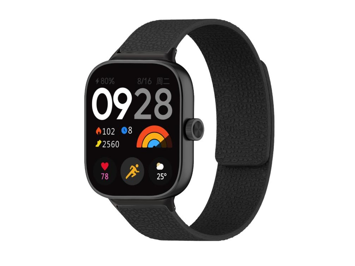 Bracelete Para Redmi Watch 6 / 5 / 4 - Silicone Macio Magnético - Textura De Lichia Preta