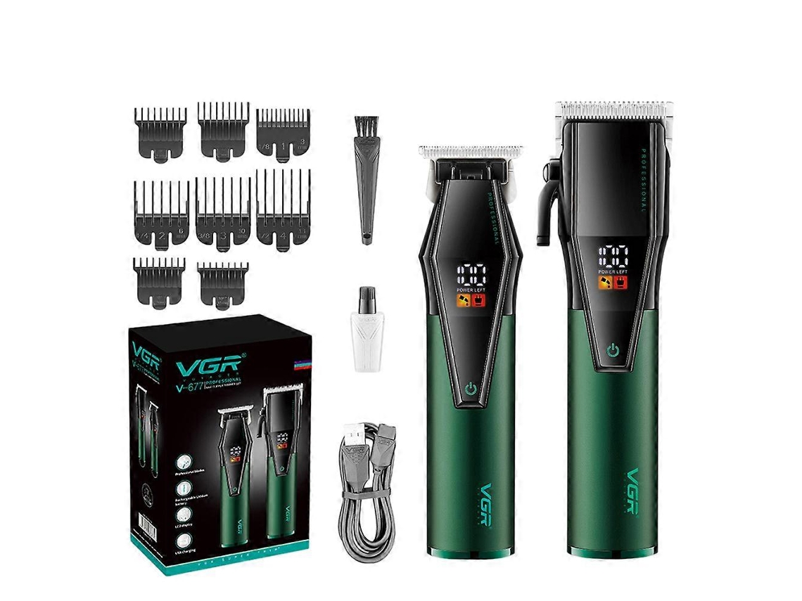 Kit De Aparador E Trimmer Profissional, Verde, Display Digital