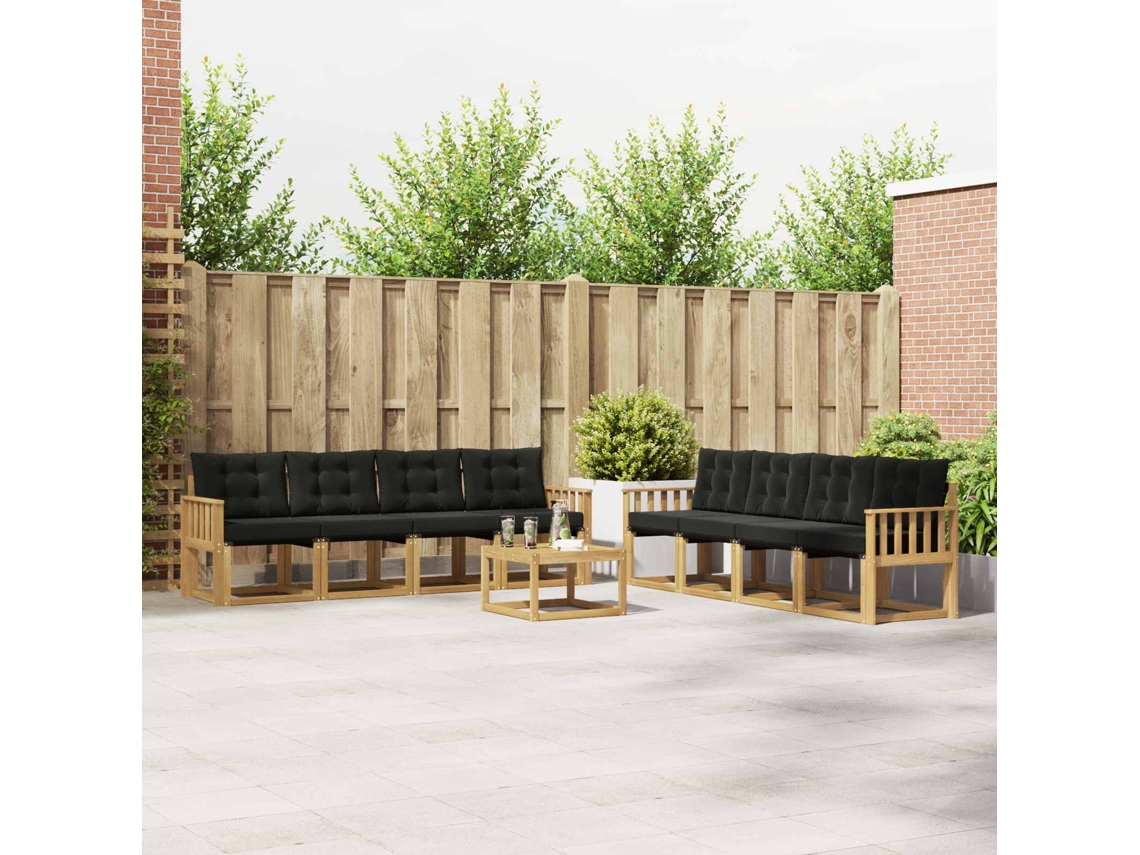 Vidaxl Conjunto De Sofás Para Exterior 9 Pcs Branco E Preto