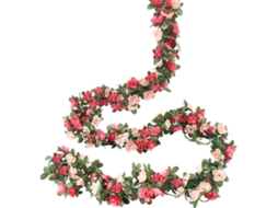 Conjunto de 4 Rosas Artificiais em Trepadeira, Flores de Seda Falsas, Rosas para Pendurar, Decoração de Arco Casamento e Externa BRILVIBERA (rosa)