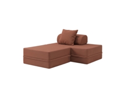 Sofá Modular 2 Lugares + Puff Convertível Liso Terracota SKOFFA