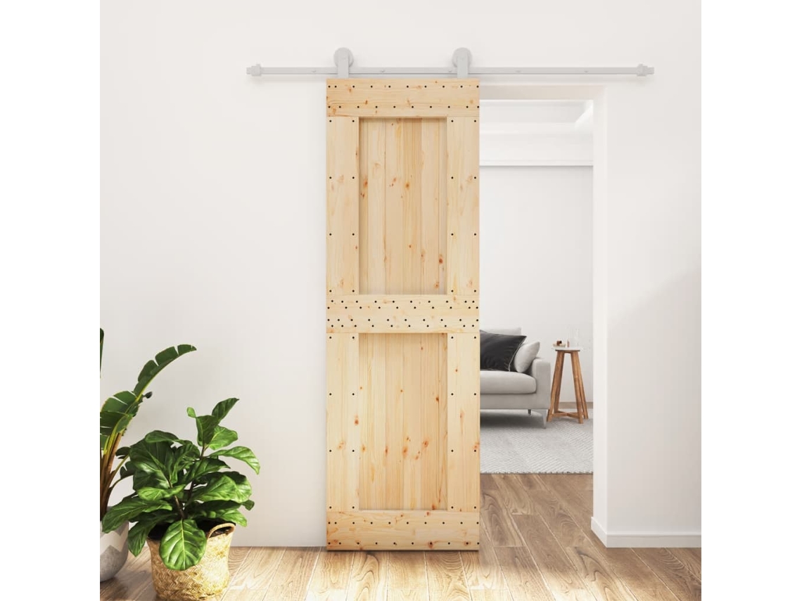 Porta De Correr | Porta Deslizante Com Ferragens 70x210 Cm Madeira De Pinho Maciça Wsd324951 Lovely Home