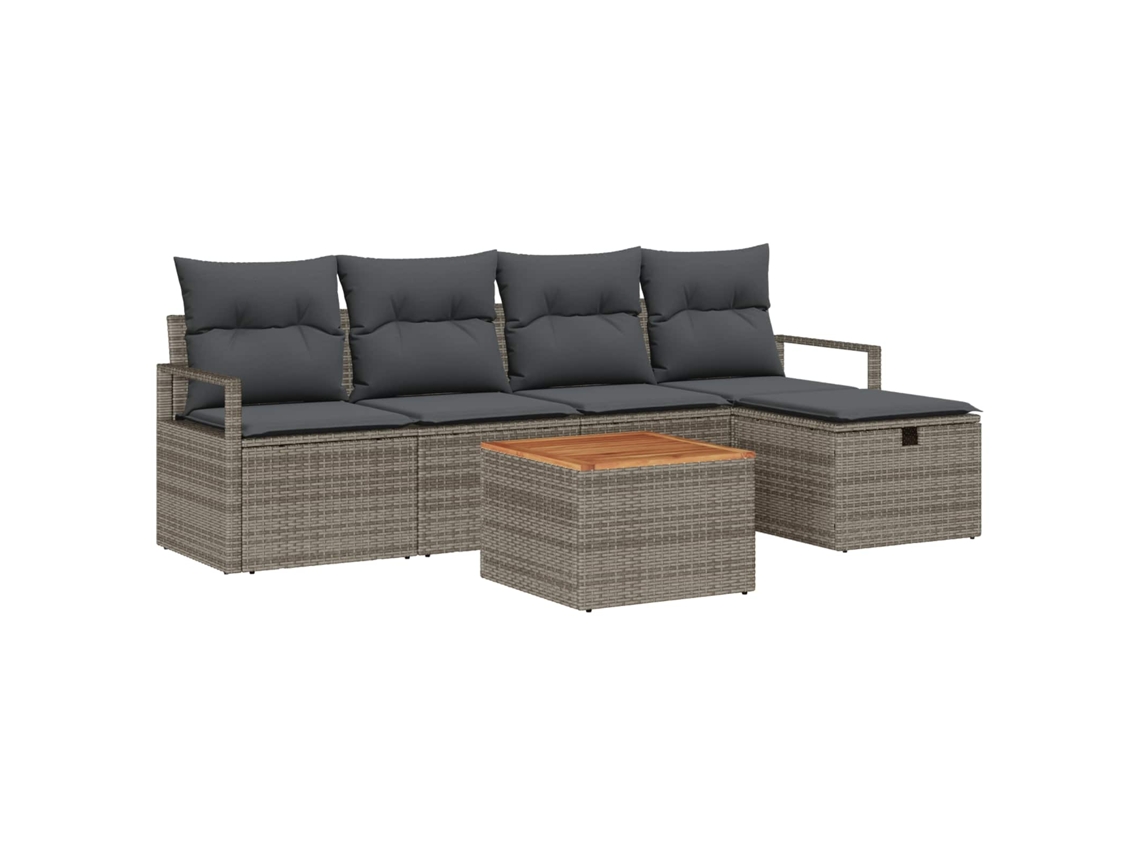 Vidaxl Conjunto De Sofá De Jardim 6 Unid. Cinzeto Rattan Sintético