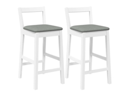 Bancos de Bar com Almofadões em Madeira de Seringueira Maciça MAISON EXCLUSIVE