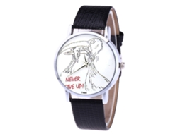 Relógio de quartzo moderno com pulseira de couro PU para casais, mostrador redondo casual simples, preto.