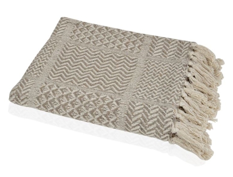 Manta RICARDO&VAZ de Algodão Bege Escuro — Algodão