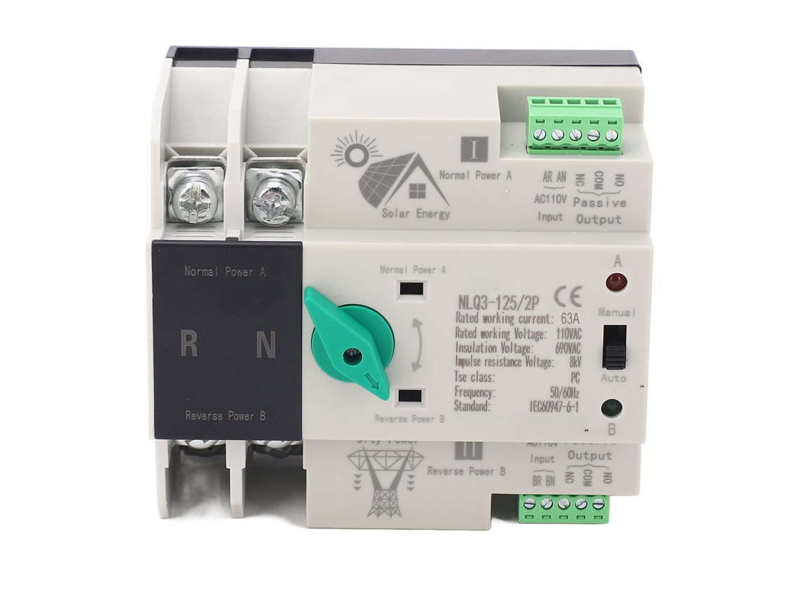 Chave de Transferência Automática Dual 2p 110v 63a Inversor Pv com Mudança em Milissegundos S/MARCA