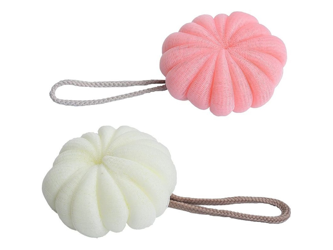 Unidades De Esponja De Baño Loofah Escrubador Corporal Exfoliante Redondo Con Cuerda Para Suspender