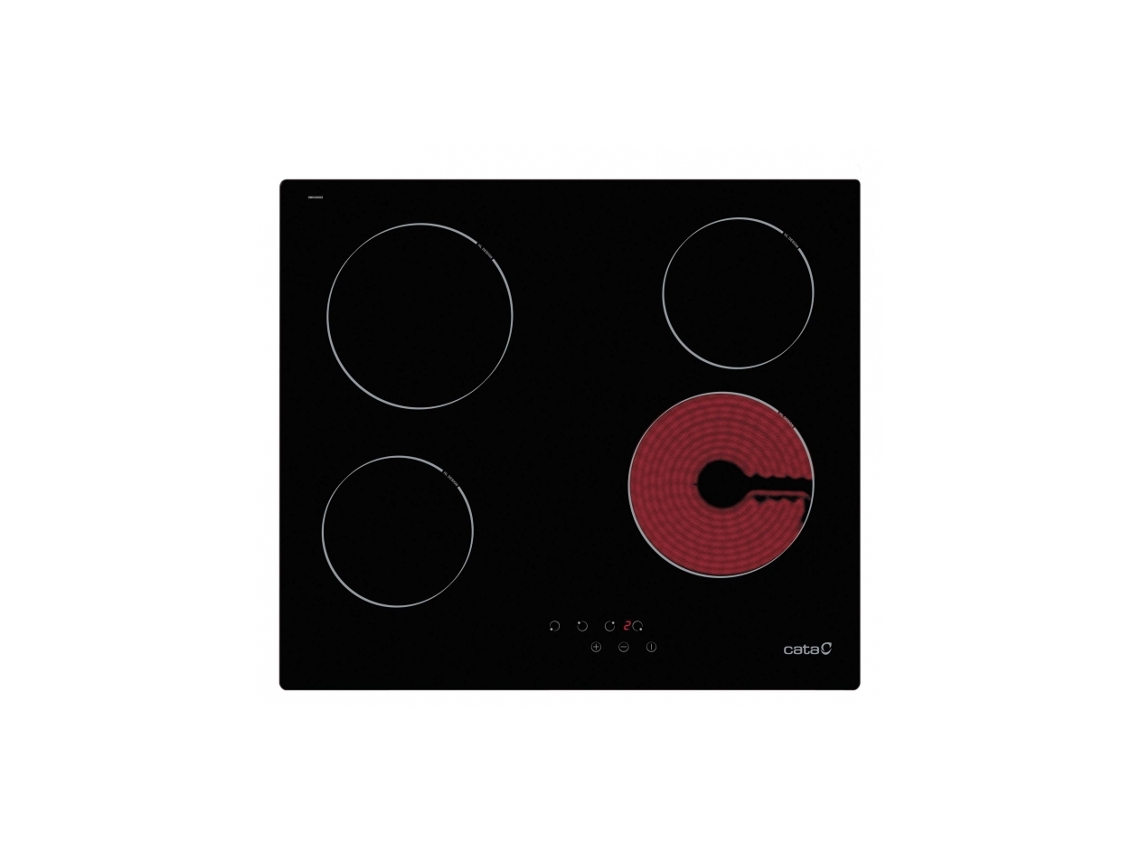 Placa de Vitrocerâmica CATA Tn 604 Preto Embutido 59 Cm Combinado 4 Zonas