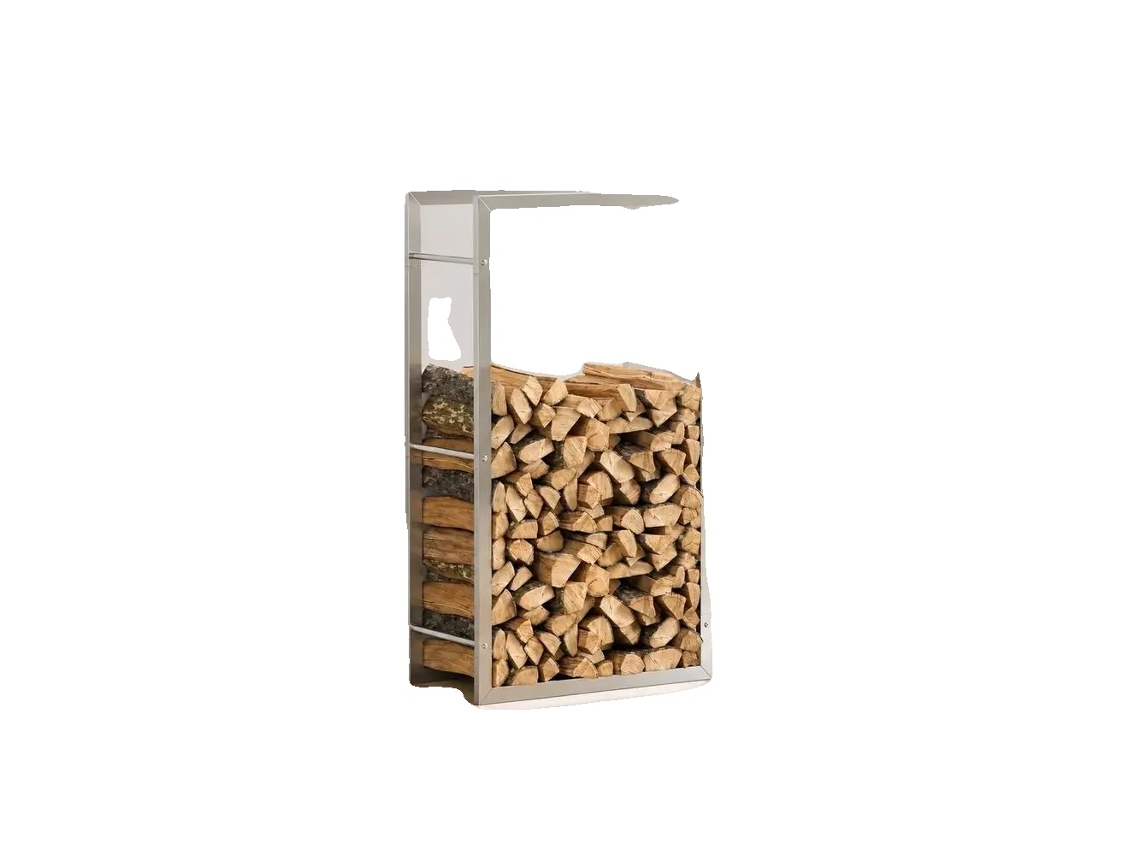Suporte Para Lenha, Design Robusto, Uso Interno E Externo, Prata