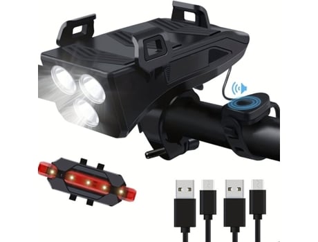 Luz De Bicicleta De 4000mah Com Suporte Para Telefone E Lanterna Traseira Pickify Punnyb Slo
