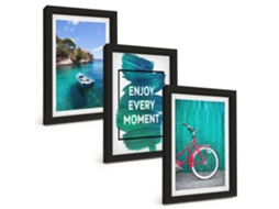 Composição De Quadros Mar, Barco, Bicicleta, Inspiração Espelharte (3 Peças 20x30 Cm)