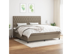 Vidaxl Cama Com Molas/colchão 200x200 Cm Tecido Castanho-acinzentado