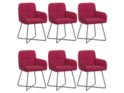 Conjunto 6 Cadeiras De Jantar Vidaxl Vermelho Veludo (59 X 56,5 X 86 Cm)