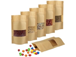 Sacos De Papel Com Janela 10 X 15 X 3,5 Cm, Embalagem Para Chá, Comida, Massas, Snacks, Pacote Com 100 Unidades
