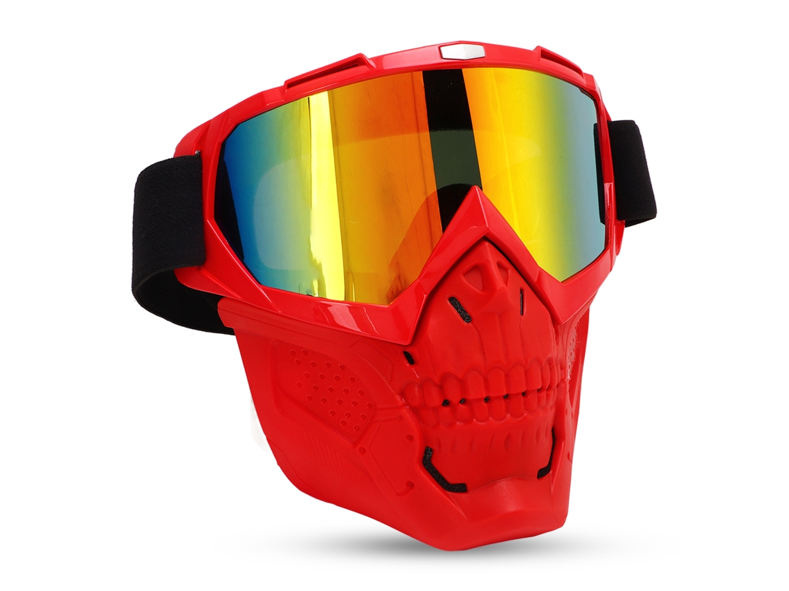 Óculos de Proteção para Motocicleta, Máscara, Estrutura Vermelha, Ciclismo Off Road, Windproof, Lentes Vermelhas MARCA