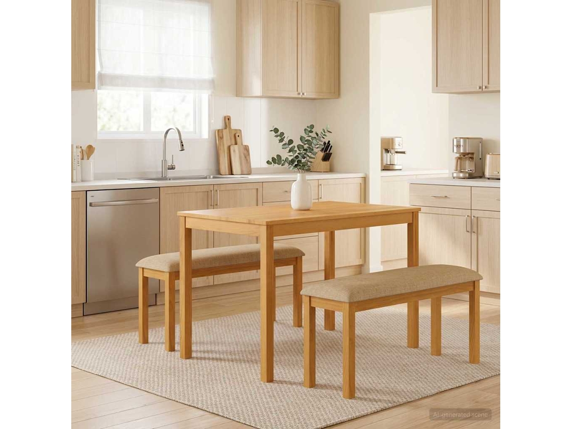 Vidaxl Conjunto De Sala De Jantar 3 Unid. Bege