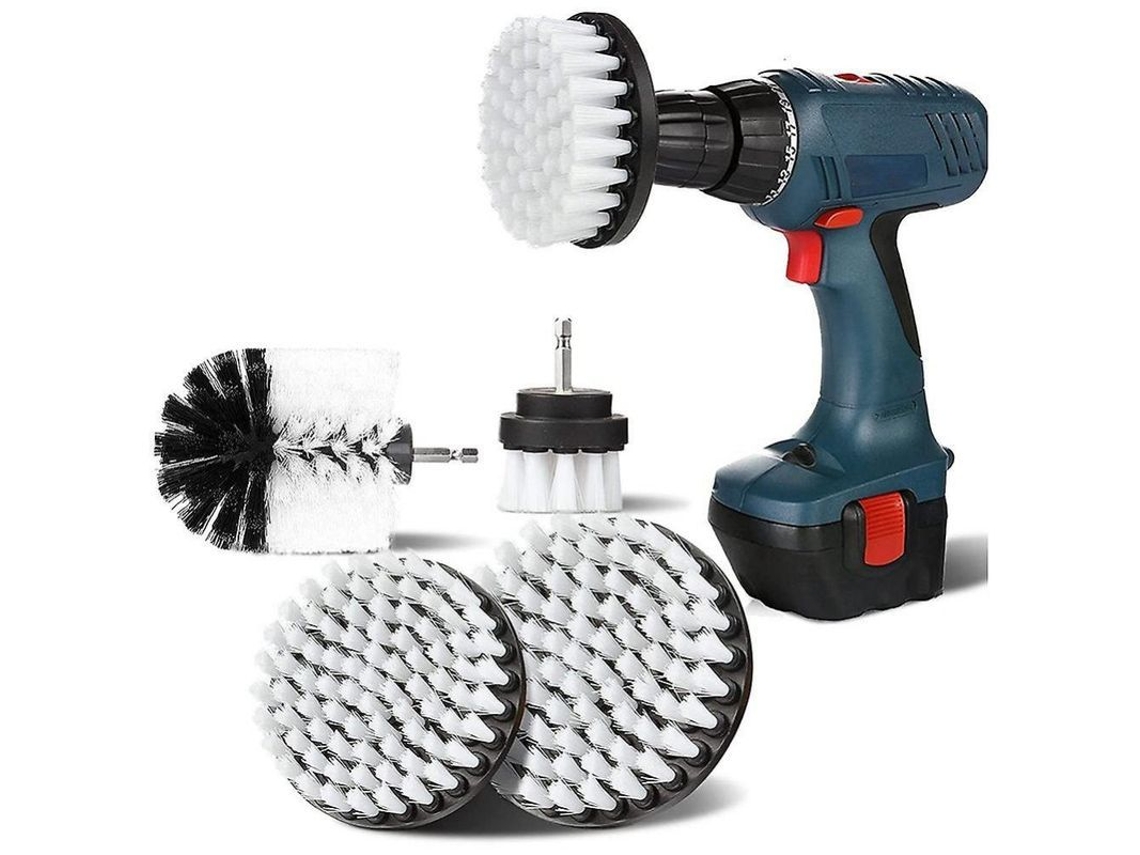 2026zentro-4 Escovas De Limpeza Rotativas 2/3,5/4/5 Polegadas Com Pontas Suaves Para Furadeira Elétrica Lar Cozinha Banheiro Tapetes Branco