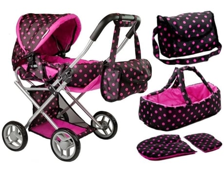 Bolsa Para Carrinho De Bebê Alice Doll Preto E Rosa