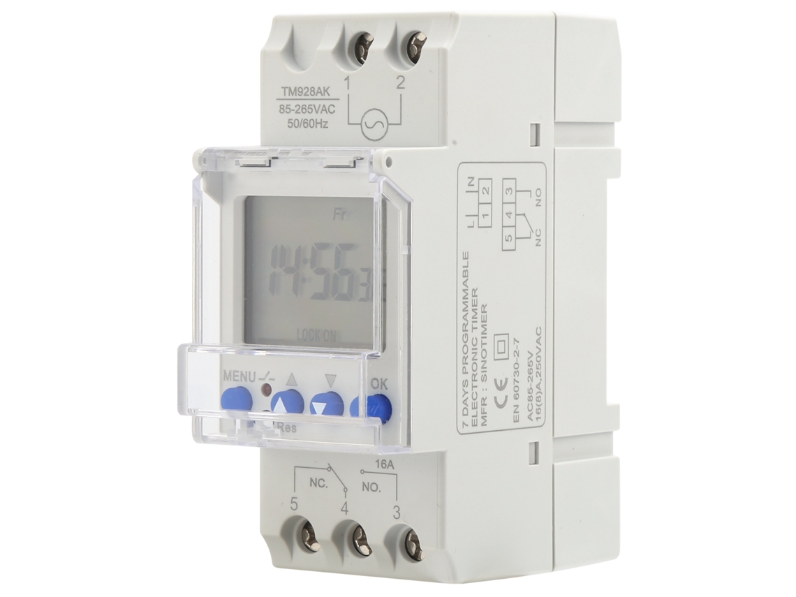 Interruptor Timer Analógico Digital Programável Tela Grande 85-265v 16a Din Rail