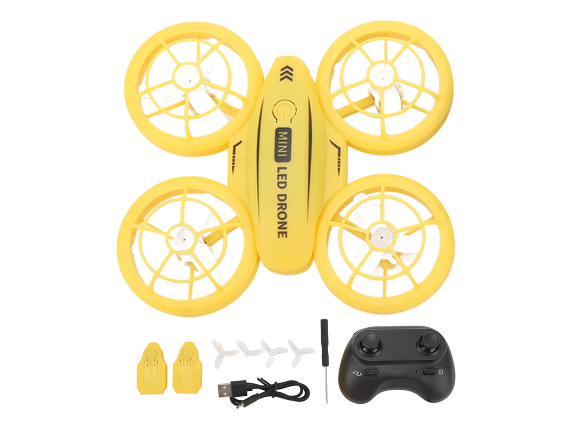 Drone Rc Pequeno Para Crianças Luzes Brilhantes Seguro Anti-choque Operação Simples Mini Quadricóptero Amarelo