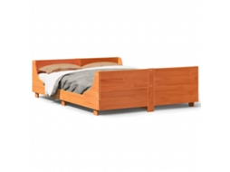 Bed Frame, Bed Frames Vidaxl Marrom Madeira De Pinho (140 X 190 Cm)