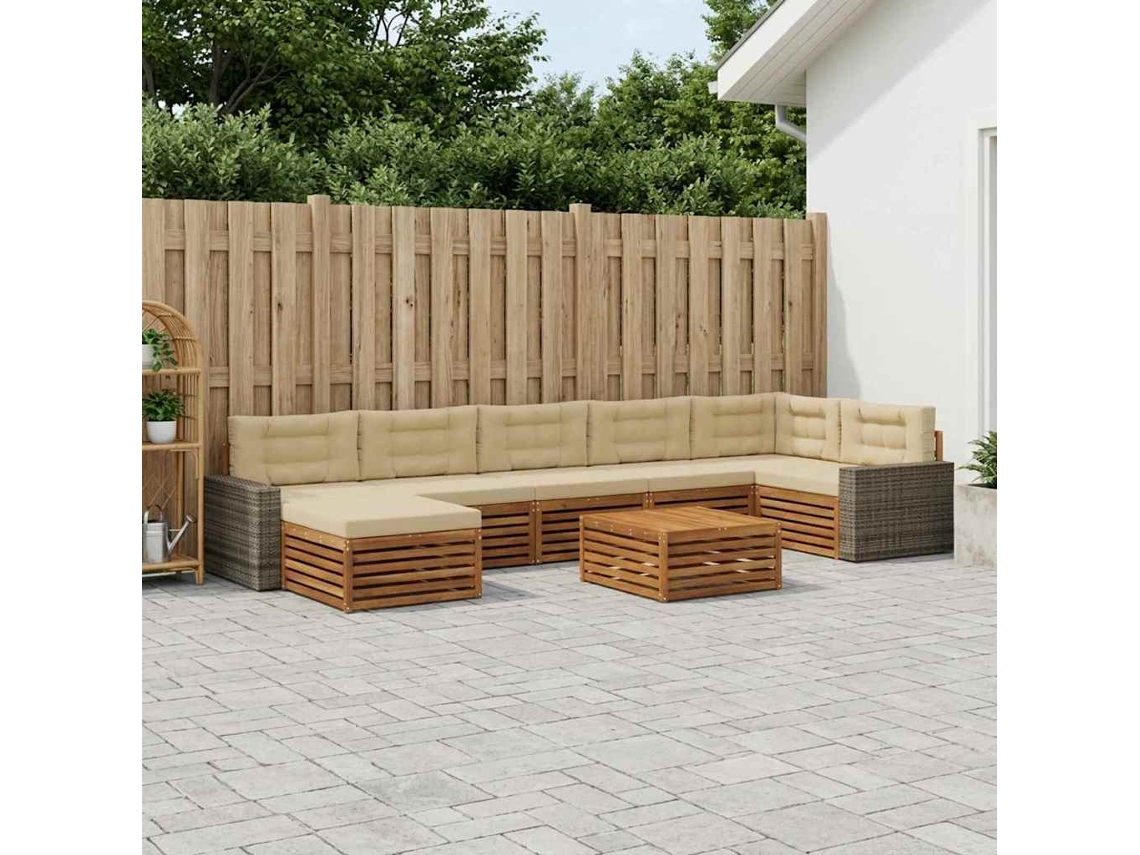 Vidaxl Conjunto De Sofás Para Exterior 8 Pcs Natural E Bege