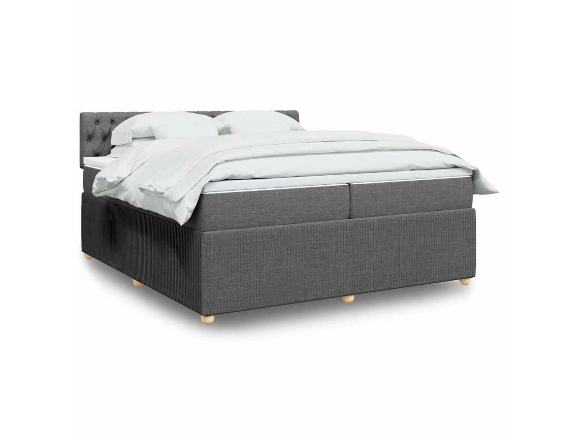 Vidaxl Cama Com Molas/colchão 200x200 Cm Tecido Cinzento-escuro