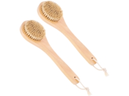 Conjunto De 2 Escovas Banho Ounona Com Cerdas Naturais Porco Para Esfoliação E Massagem Corporal, Cabo Ergonômico, Para
